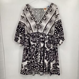 NWOT Ladies Farm Rio Anthropology Puff Sleeve Linen Blend Dress-XL